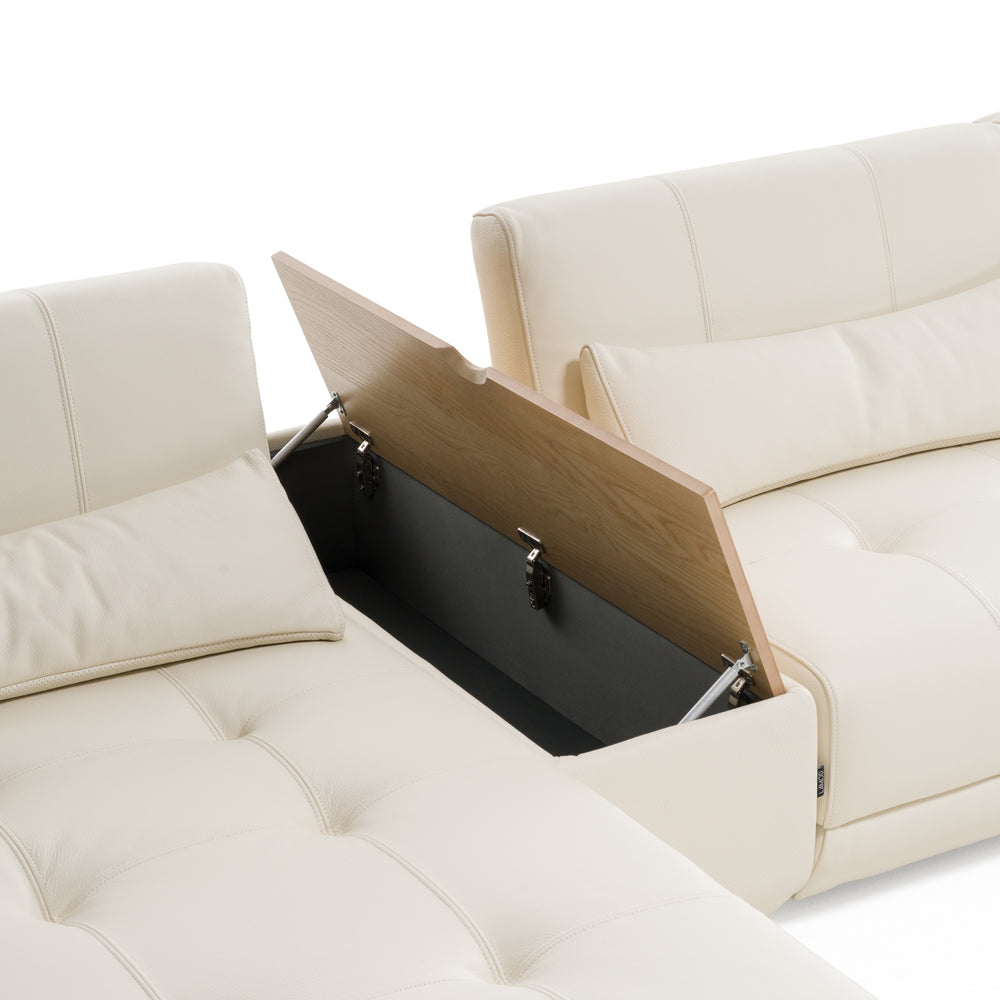Garfield - Modern Off-White Leather 7-Piece Modular Sectional Sofa - View 6