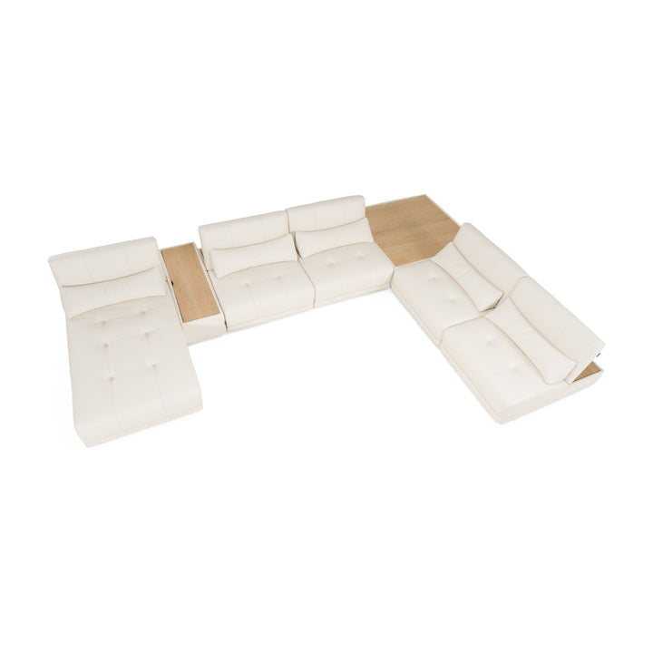 Garfield - Modern Off-White Leather 7-Piece Modular Sectional Sofa