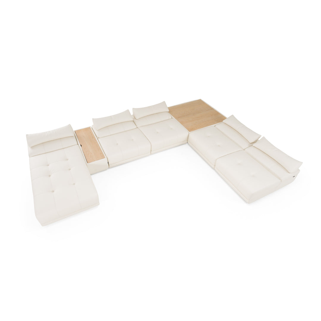 Garfield - Modern Off-White Leather 7-Piece Modular Sectional Sofa