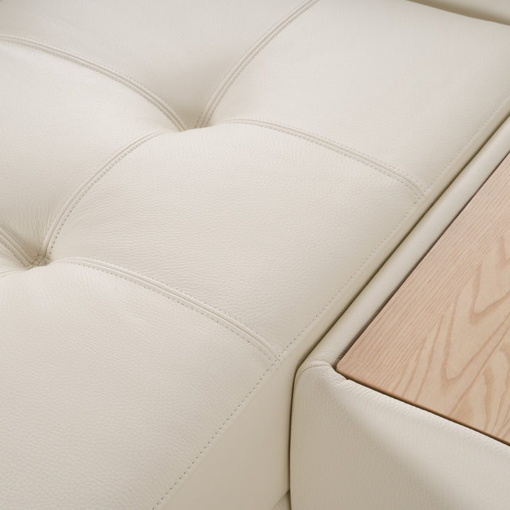 Garfield - Modern Off-White Leather 7-Piece Modular Sectional Sofa