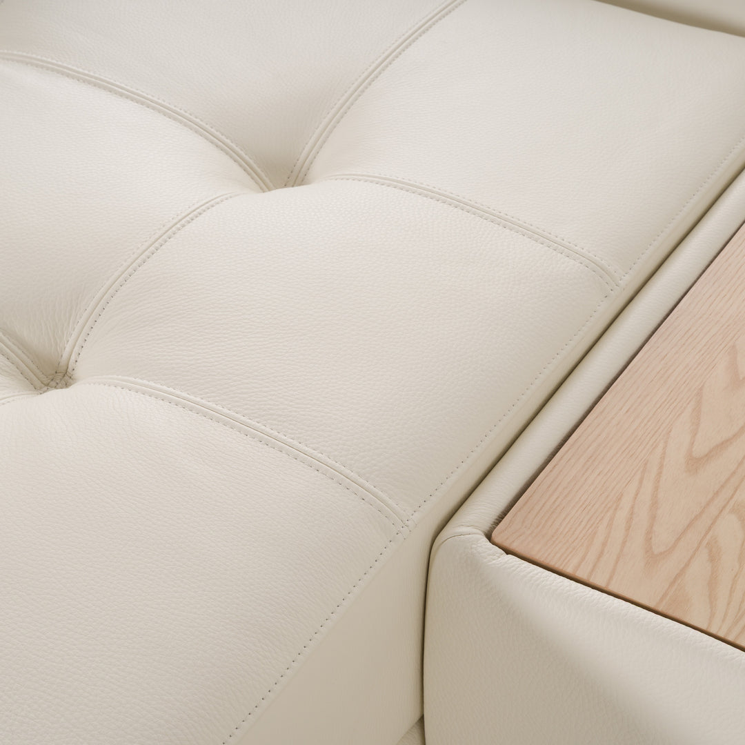 Garfield - Modern Off-White Leather 7-Piece Modular Sectional Sofa
