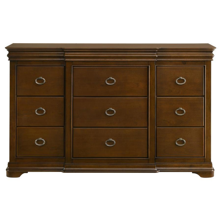 Garland - 11 - Drawer Bedroom Dresser Cabinet - Brown Cherry Dressers modern furniture Contempo Furniture