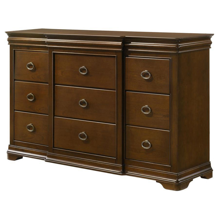 Garland - 11 - Drawer Bedroom Dresser Cabinet - Brown Cherry Dressers modern furniture Contempo Furniture