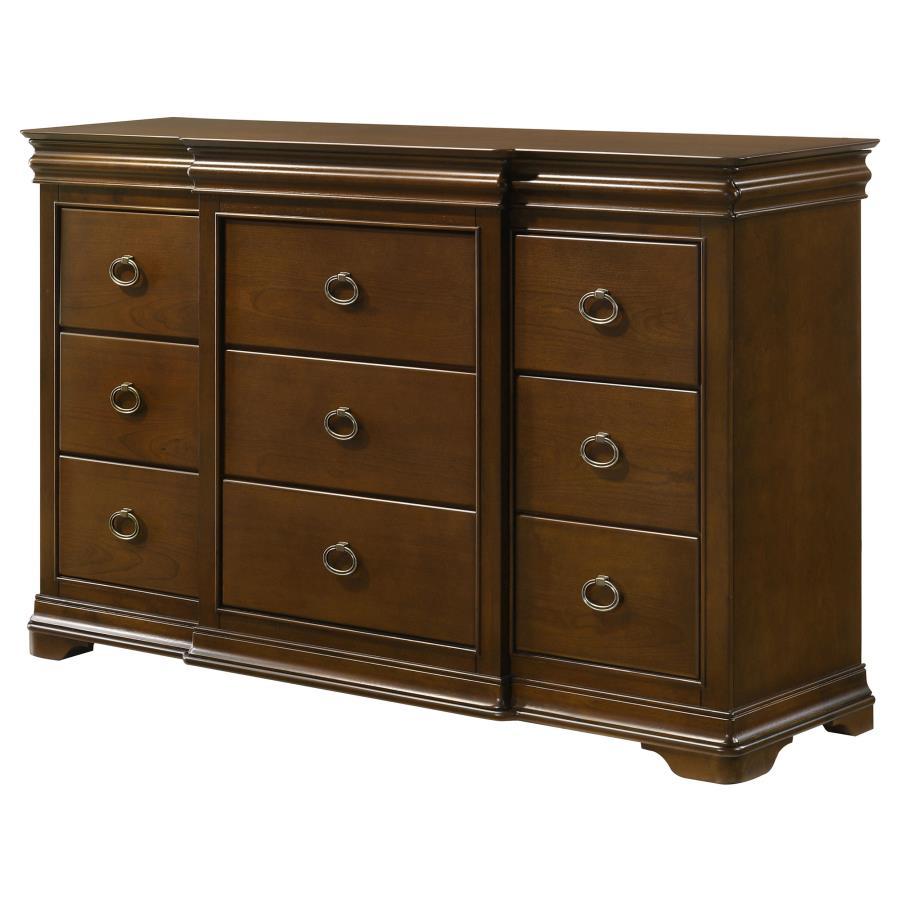 Garland - 11 - Drawer Bedroom Dresser Cabinet - Brown Cherry Dressers modern furniture Contempo Furniture
