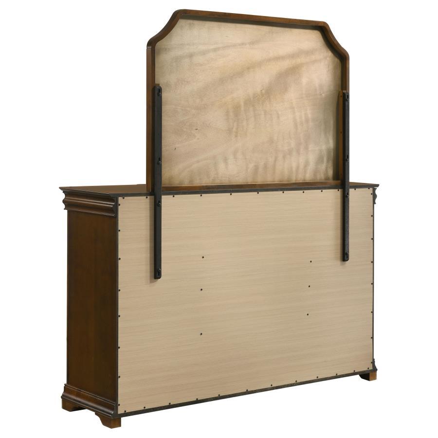 Garland - 11 - Drawer Bedroom Dresser With Mirror - Brown Cherry Dresser & Mirror modern furniture Contempo Furniture