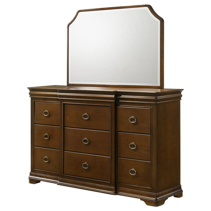 Garland - 11 - Drawer Bedroom Dresser With Mirror - Brown Cherry Dresser &amp; Mirror modern furniture Contempo Furniture