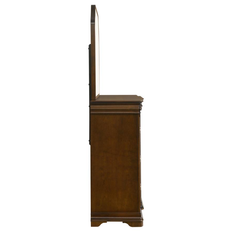 Garland - 11 - Drawer Bedroom Dresser With Mirror - Brown Cherry Dresser & Mirror modern furniture Contempo Furniture