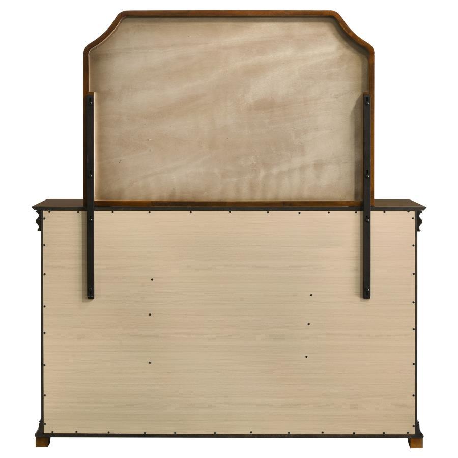 Garland - 11 - Drawer Bedroom Dresser With Mirror - Brown Cherry Dresser & Mirror modern furniture Contempo Furniture