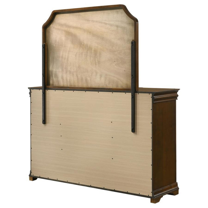 Garland - 11 - Drawer Bedroom Dresser With Mirror - Brown Cherry Dresser &amp; Mirror modern furniture Contempo Furniture