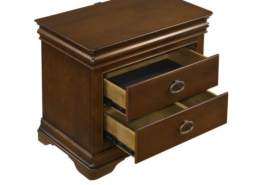 Garland - 3 - Drawer Nightstand Bedside Table - Brown Cherry Accent Nightstand modern furniture Contempo Furniture