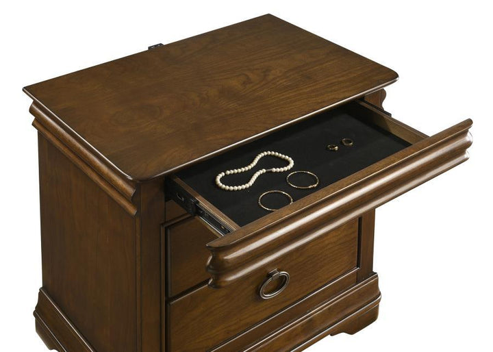 Garland - 3 - Drawer Nightstand Bedside Table - Brown Cherry Accent Nightstand modern furniture Contempo Furniture