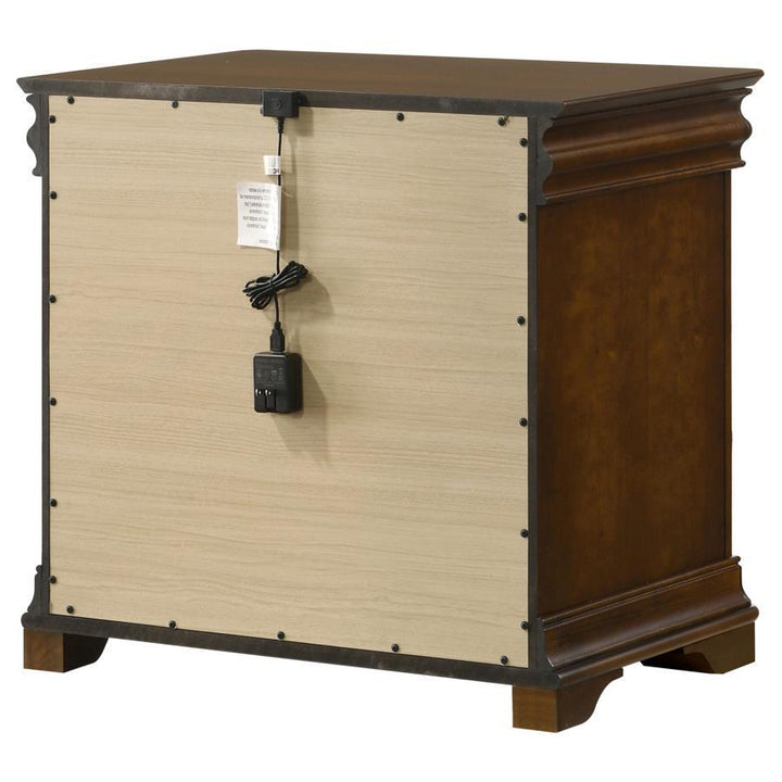Garland - 3 - Drawer Nightstand Bedside Table - Brown Cherry Accent Nightstand modern furniture Contempo Furniture