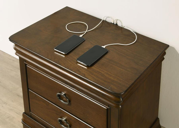 Garland - 3 - Drawer Nightstand Bedside Table - Brown Cherry Accent Nightstand modern furniture Contempo Furniture