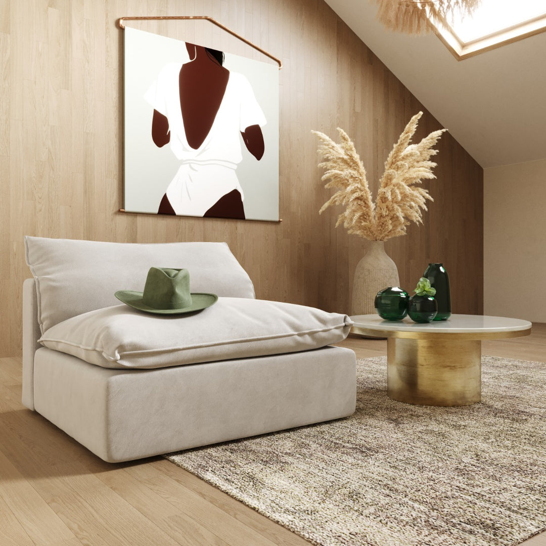 Garman - Modern Light Grey Armless Seater