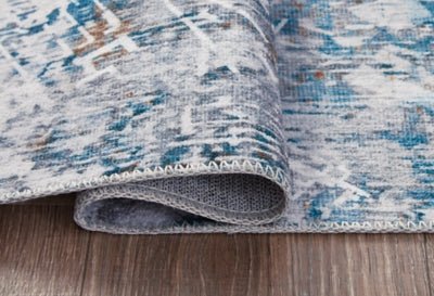 Garyard 5' x 7' Washable Rug - Blue Washable Rug modern furniture Contempo Furniture