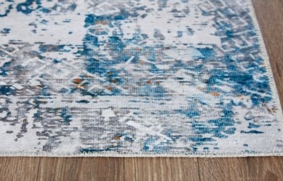 Garyard 5' x 7' Washable Rug - Blue Washable Rug modern furniture Contempo Furniture