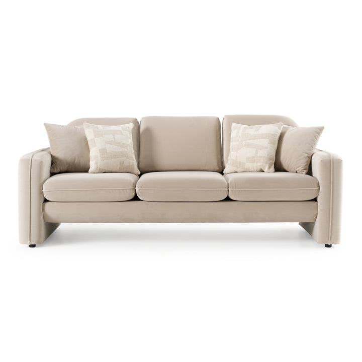 Gaston - Modern Beige Velvet Sofa