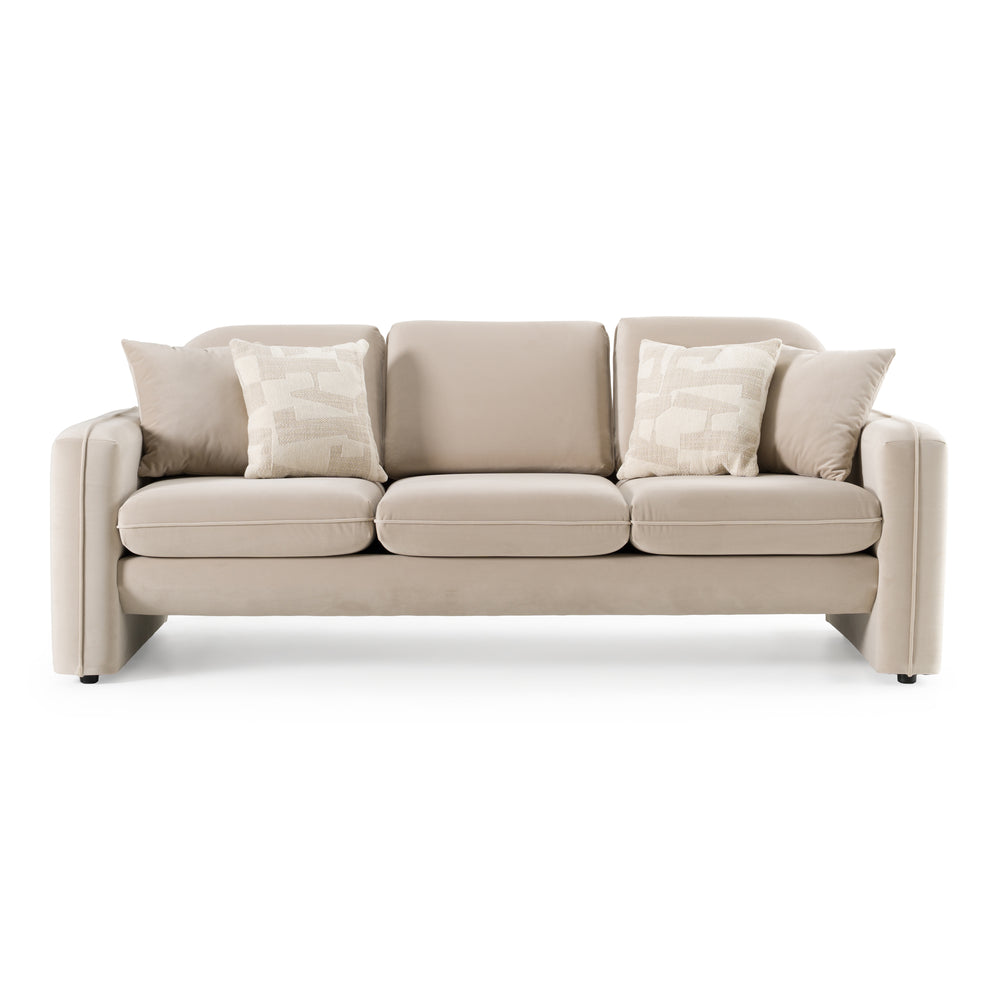Gaston - Modern Beige Velvet Sofa