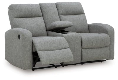 Gauntlet Reclining Loveseat with Console - Gray Reclining Loveseat modern furniture Contempo Furniture