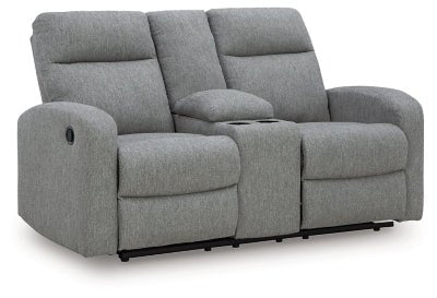 Gauntlet Reclining Loveseat with Console - Gray Reclining Loveseat modern furniture Contempo Furniture
