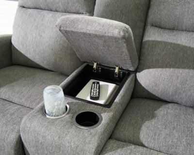 Gauntlet Reclining Loveseat with Console - Gray Reclining Loveseat modern furniture Contempo Furniture