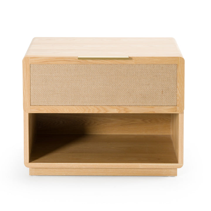 Gavin  Modern Natural Ash + Rattan Nightstand