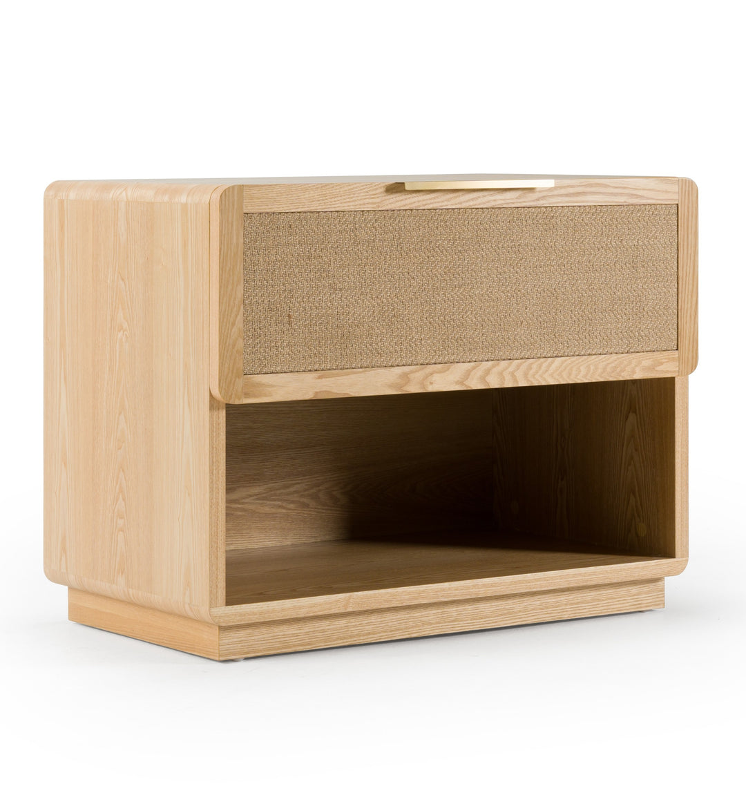 Gavin - Modern Natural Ash + Rattan Nightstand