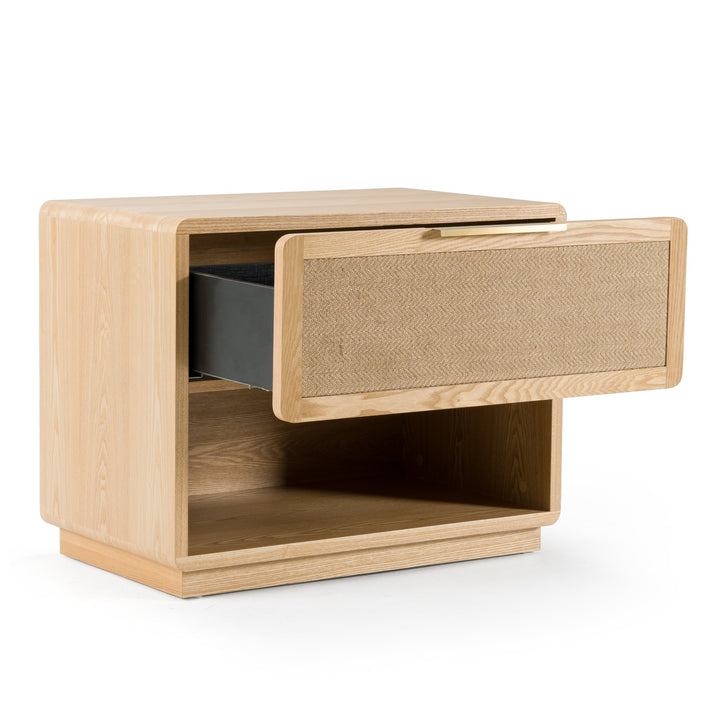 Gavin  Modern Natural Ash + Rattan Nightstand
