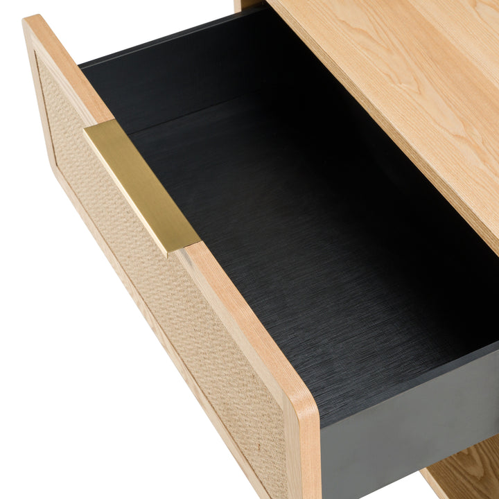 Gavin  Modern Natural Ash + Rattan Nightstand
