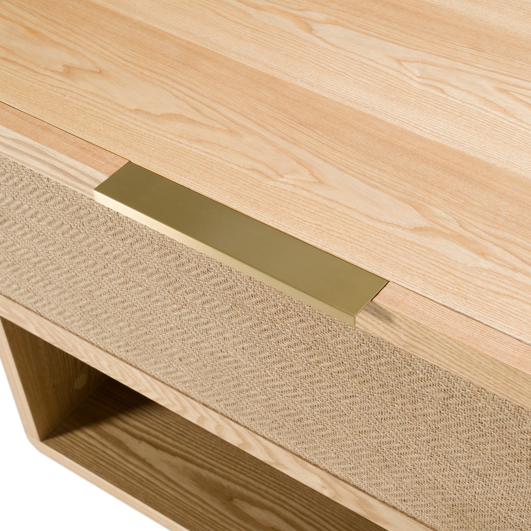 Gavin  Modern Natural Ash + Rattan Nightstand