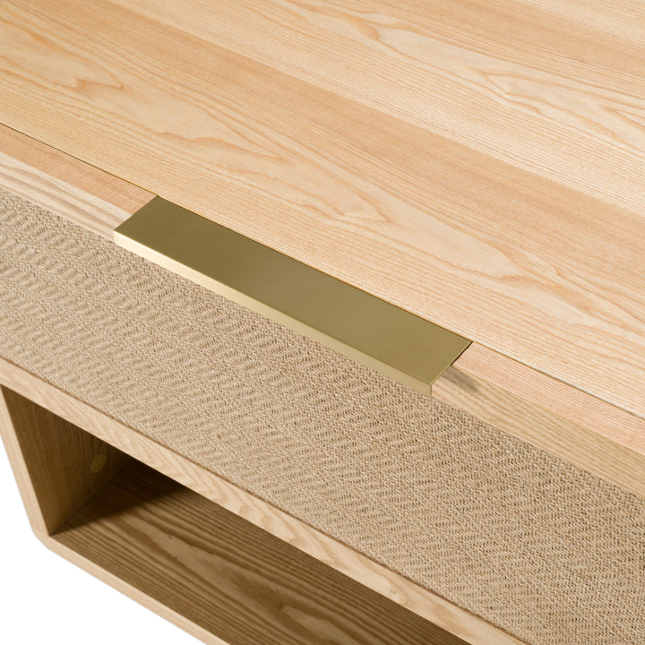 Gavin  Modern Natural Ash + Rattan Nightstand
