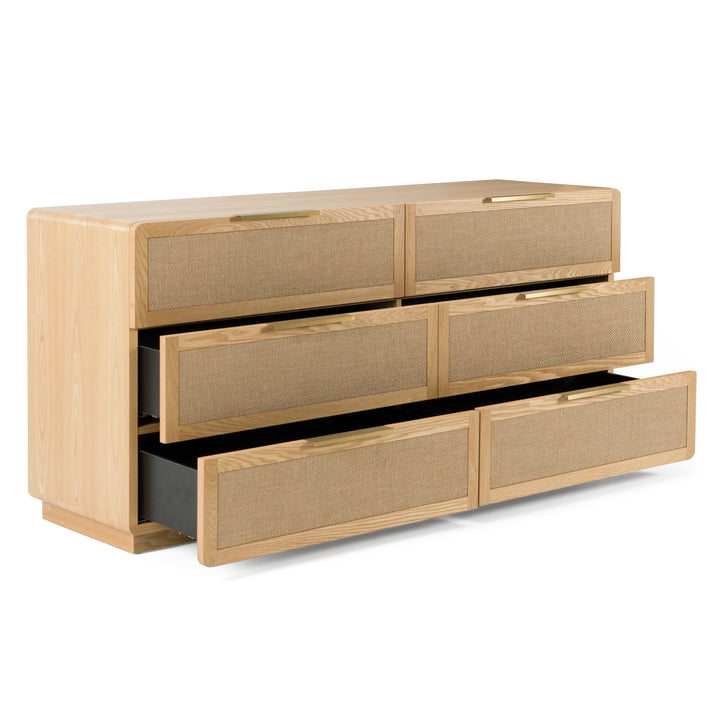 Gavin - Modern Natural Ash + Rattan Dresser