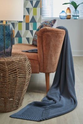Gayelery Throw - Blue Throw modern furniture Contempo Furniture