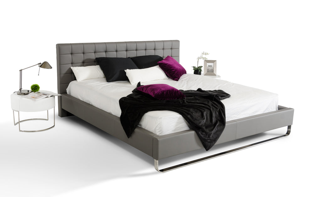 Gemma Modern Grey Leatherette Bed - View 3