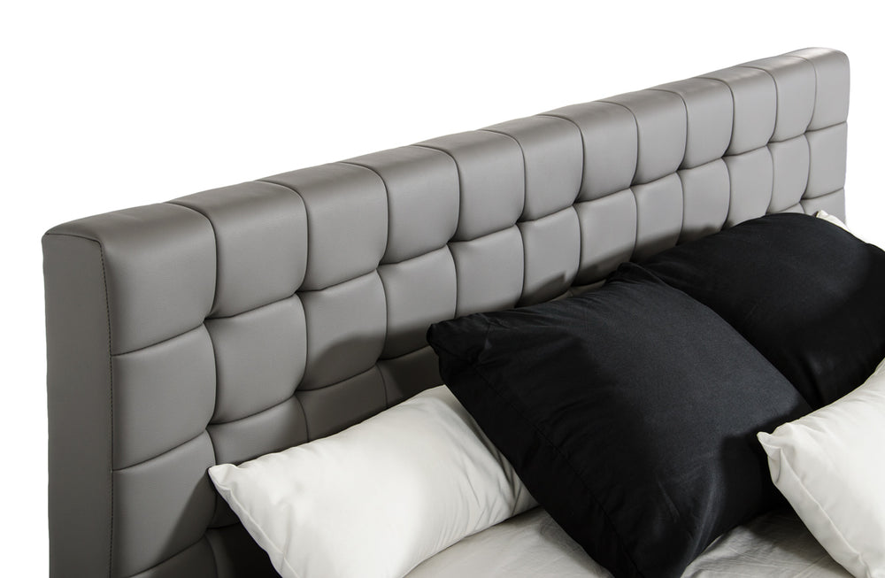 Gemma Modern Grey Leatherette Bed - View 2