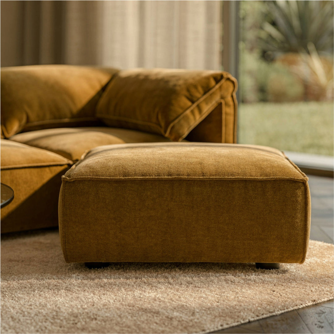 Gene - Modern Ochre Fabric Modular Ottoman