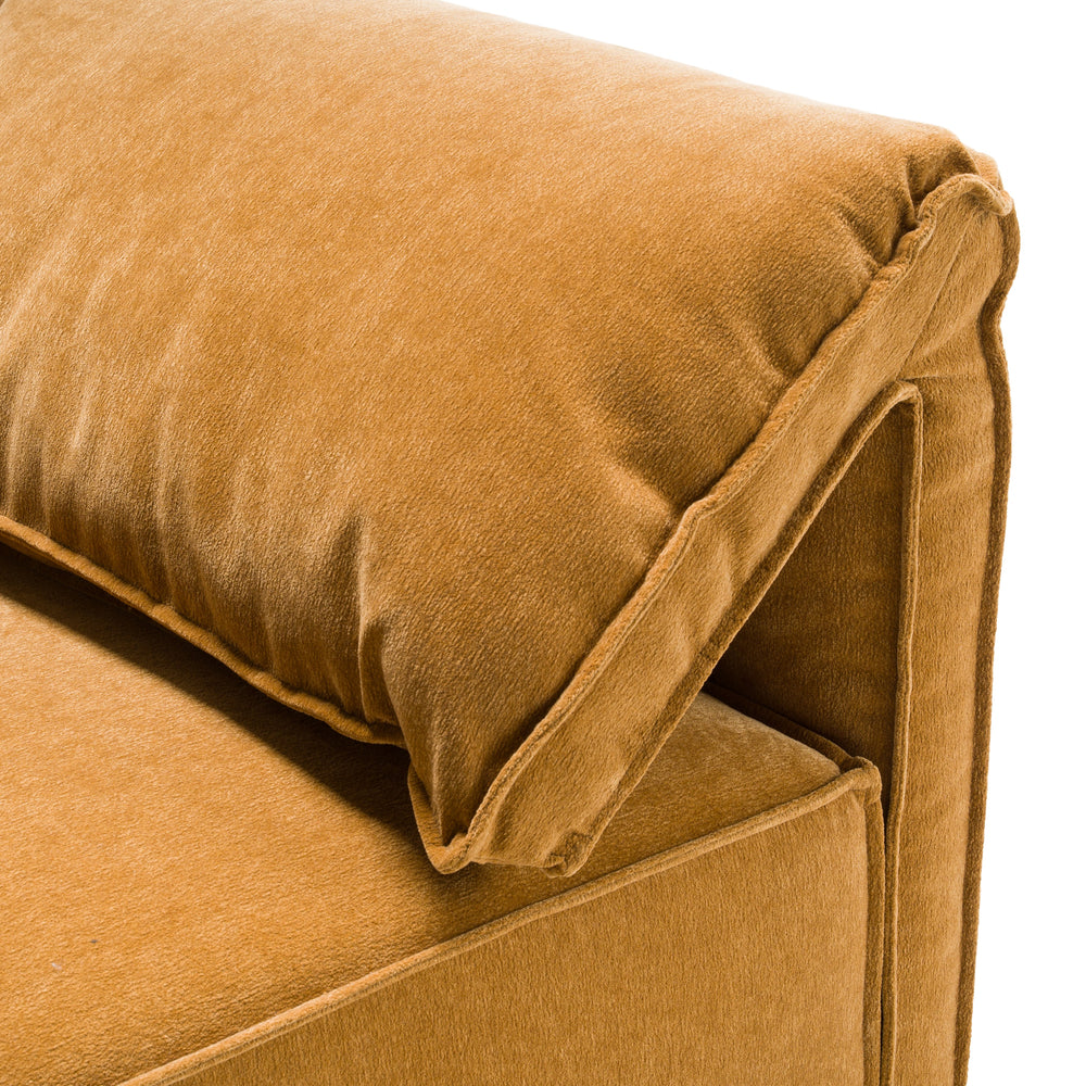 Gene - Modern Ochre Fabric Modular Corner Sectional Seat - View 3