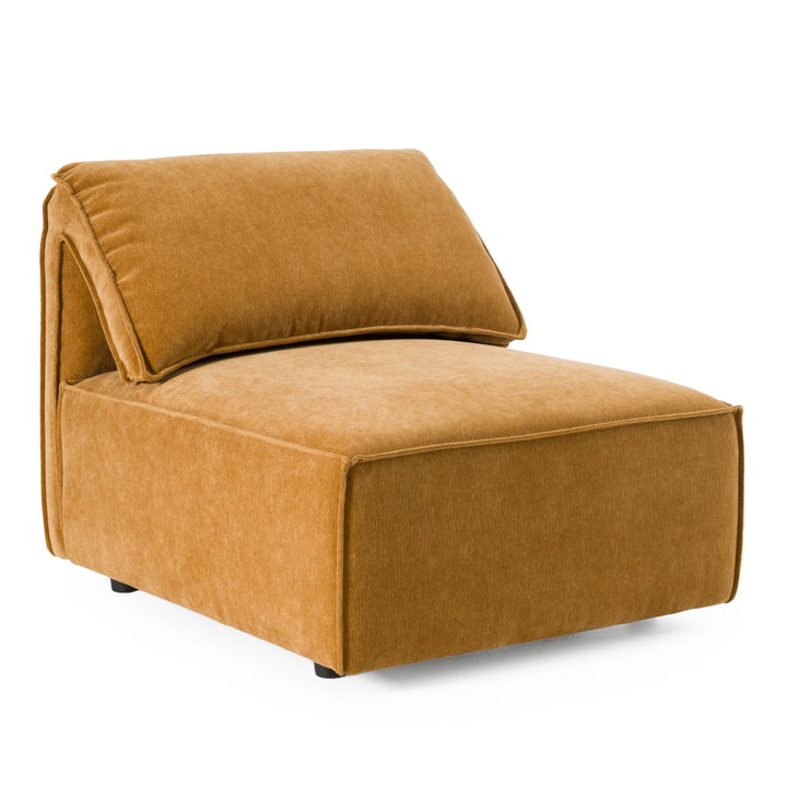 Gene - Modern Ochre Fabric Modular Armless Sectional Seat