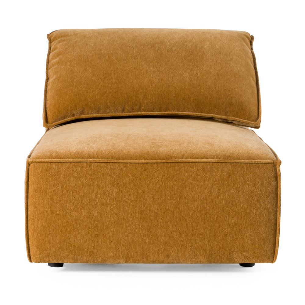 Gene - Modern Ochre Fabric Modular Armless Sectional Seat - View 2