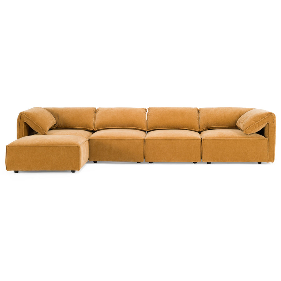 Gene - Modern Ochre Fabric 5-Piece Modular Sectional Sofa