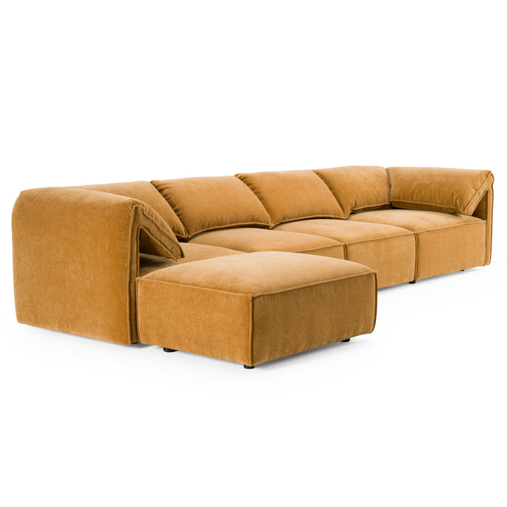Gene  Modern Ochre Fabric 5Piece Modular Sectional Sofa