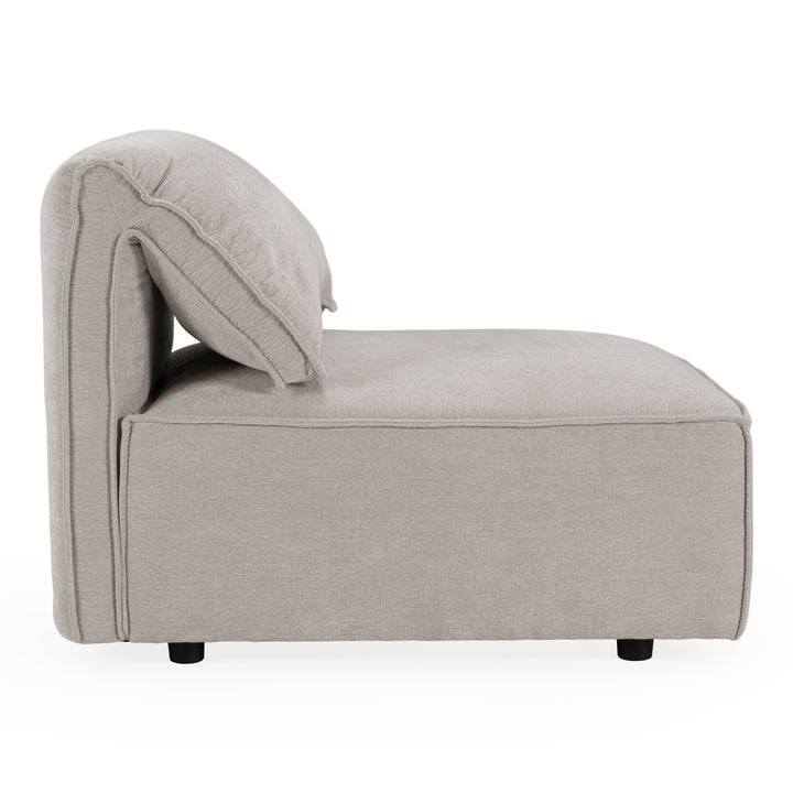Gene - Modern Light Grey Fabric Modular Armless Sectional Seat