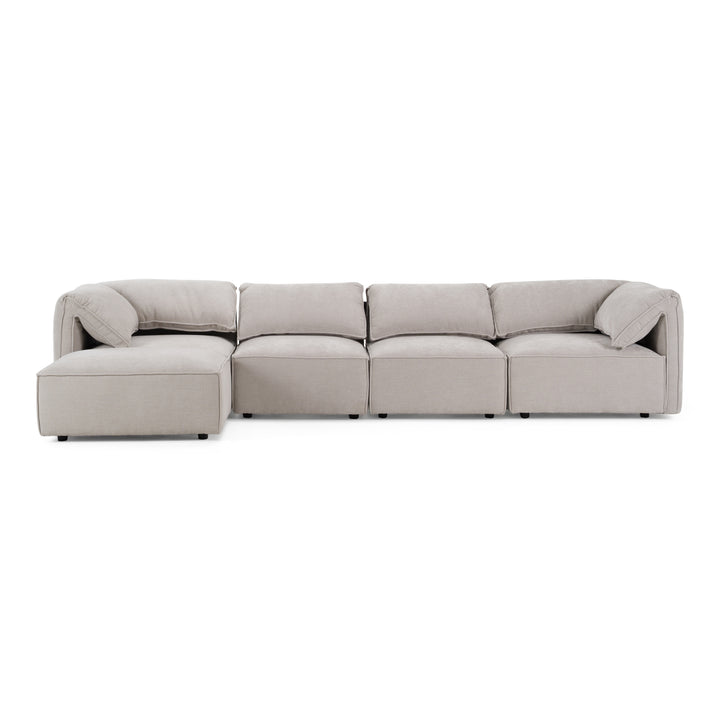 Gene - Modern Light Grey Fabric Modular Sectional Sofa-5-Piece Sectional