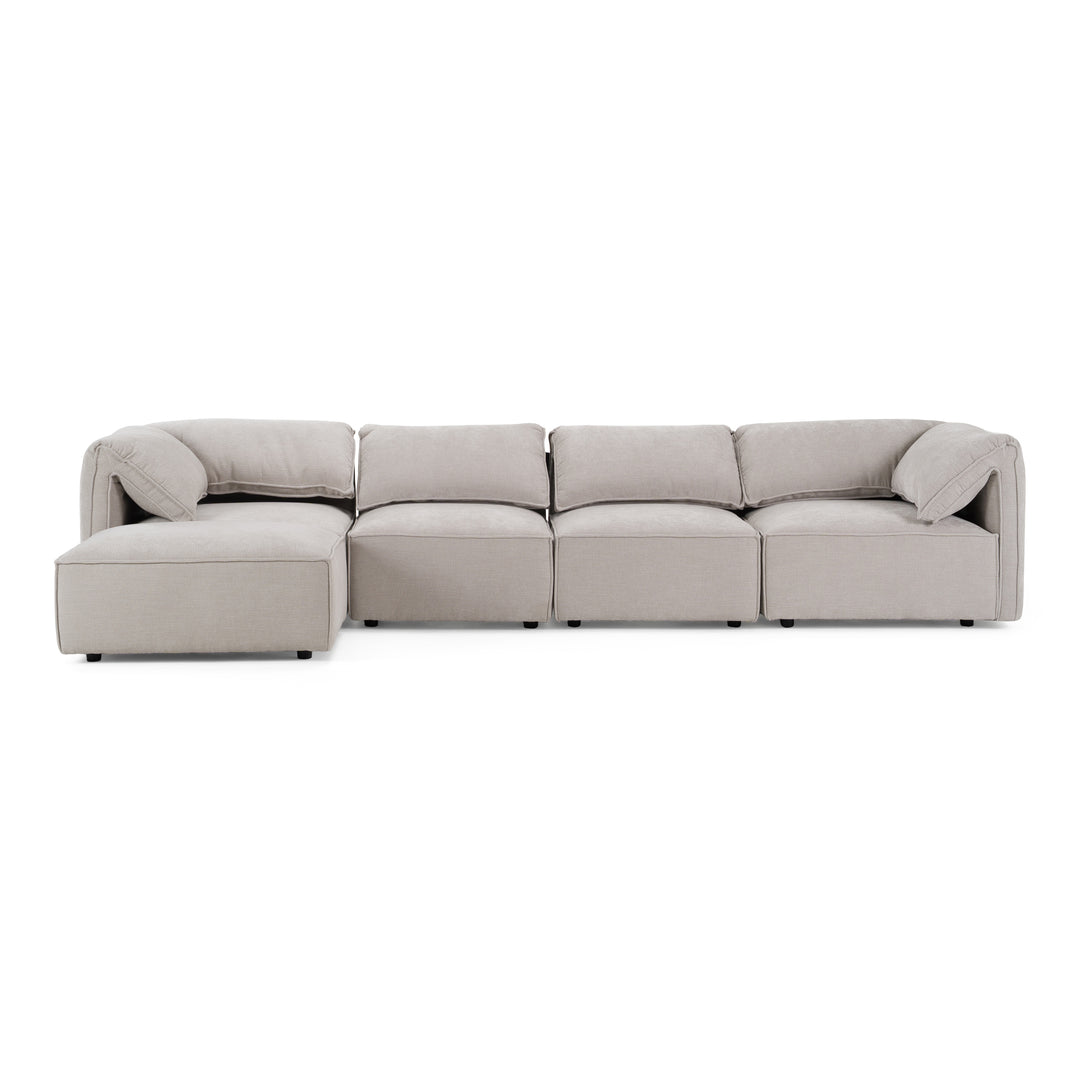 Gene - Modern Light Grey Fabric Modular Sectional Sofa-5-Piece Sectional
