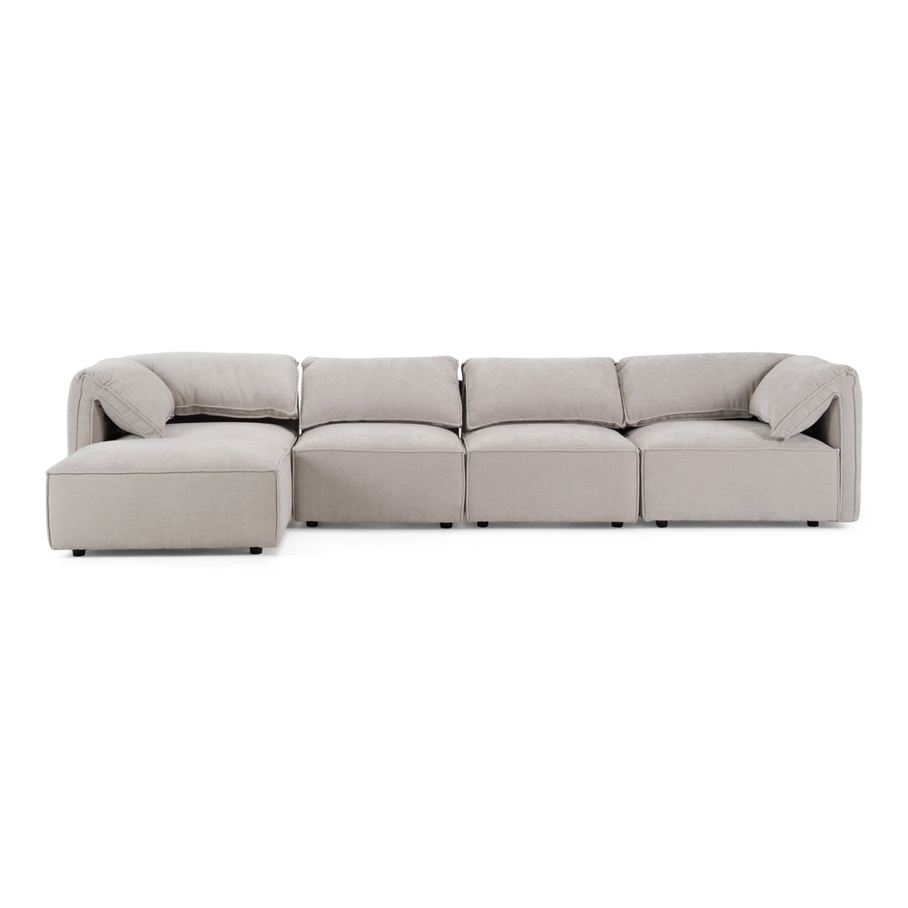 Gene - Modern Light Grey Fabric Modular Sectional Sofa-5-Piece Sectional