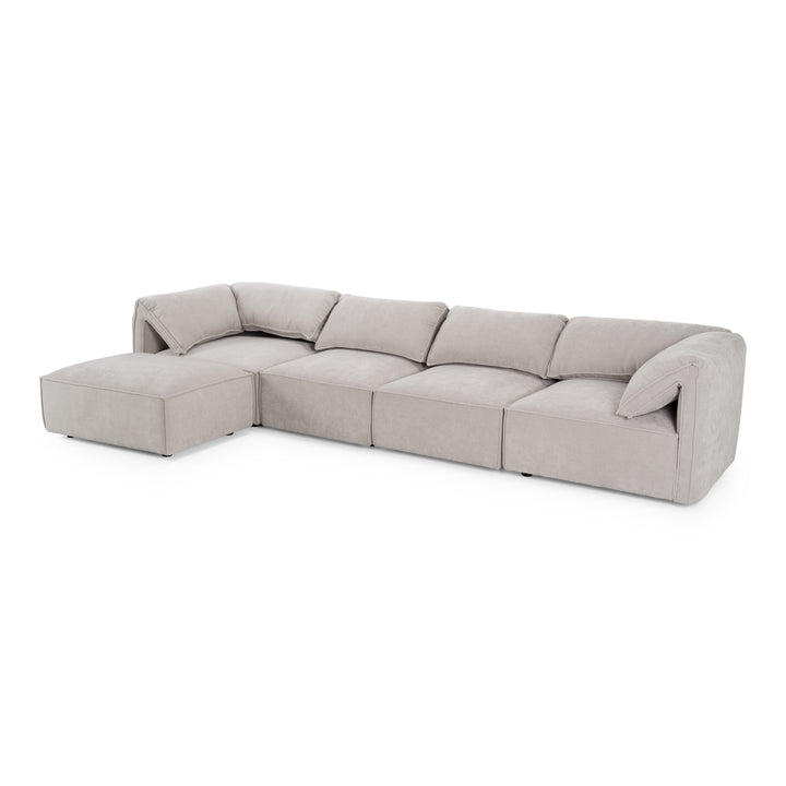 Gene - Modern Light Grey Fabric Modular Sectional Sofa-5-Piece Sectional