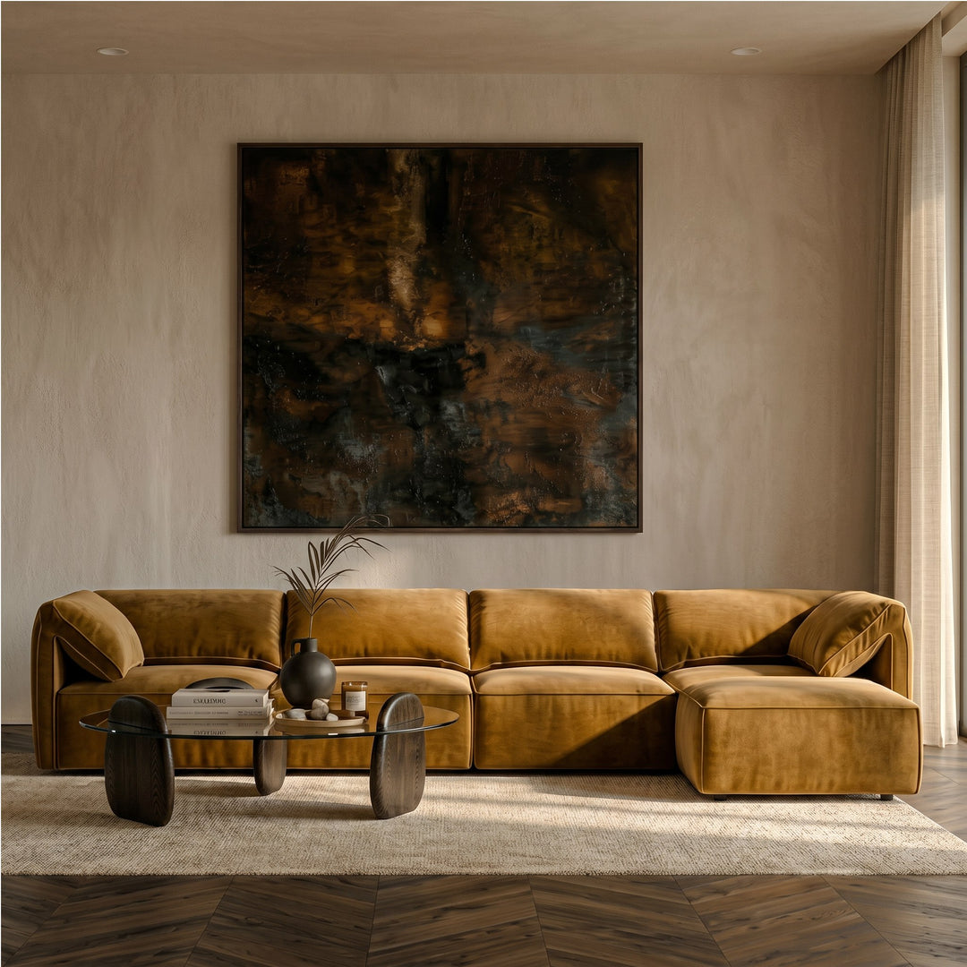 Gene - Modern Ochre Fabric Modular Armless Sectional Seat