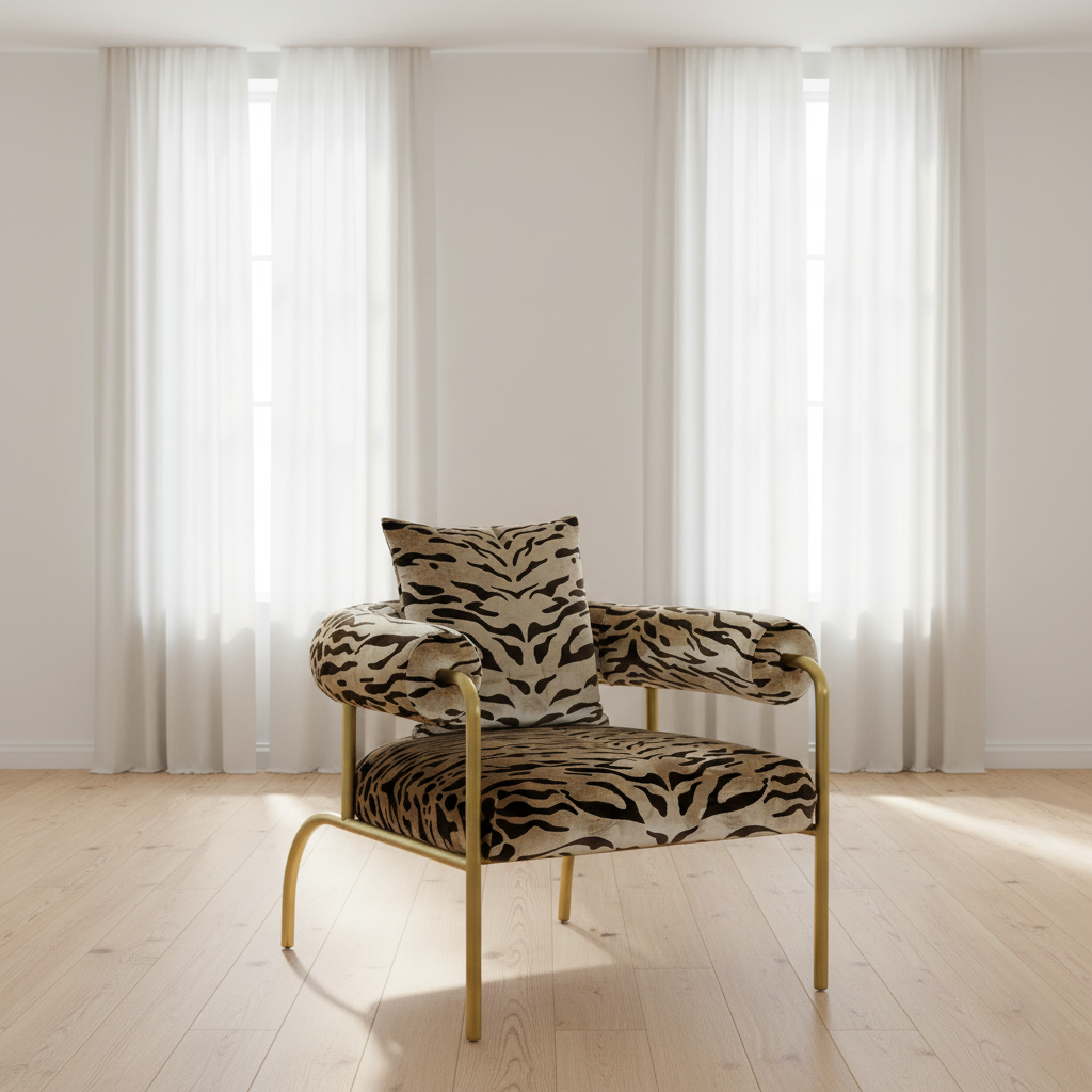 Kola - Gold Zebra Print Accent Chair
