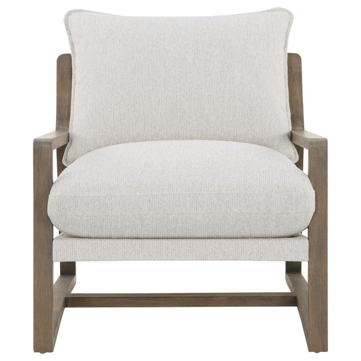 Geneva - Boucle Upholstered Wood Arm Accent Chair - Sand Arm Chair modern furniture Contempo Furniture