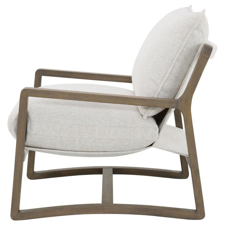 Geneva - Boucle Upholstered Wood Arm Accent Chair - Sand Arm Chair modern furniture Contempo Furniture